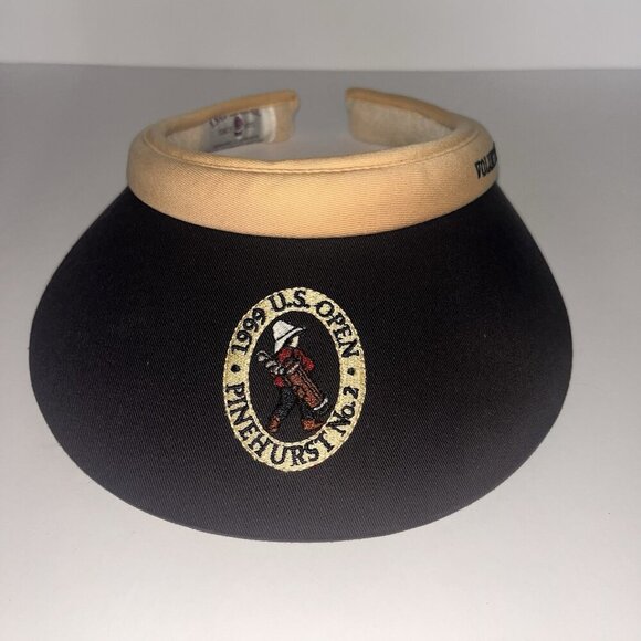 1999 US Open Pinehurst #2 Volunteer Visor Black Beige - Picture 1 of 5